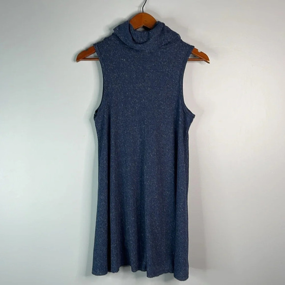 BDG Urban Outfitters Ribbed Speckled Cowl Neck Sleeveless Dress Navy Blue Size S - Picture 7 of 11